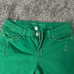 LC Lauren Conrad jeans size 10, green, slight distressing